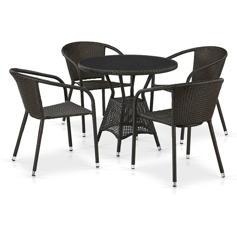 Комплект плетеной мебели T707ANS/Y137C-W53 4Pcs Brown Комплект плетеной мебели T707ANS/Y137C-W53 4Pcs Brown