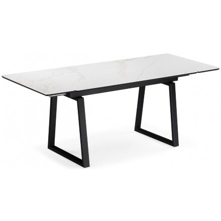 Керамический стол Джек 140(200)х80 белый мрамор alpin white / черный 
