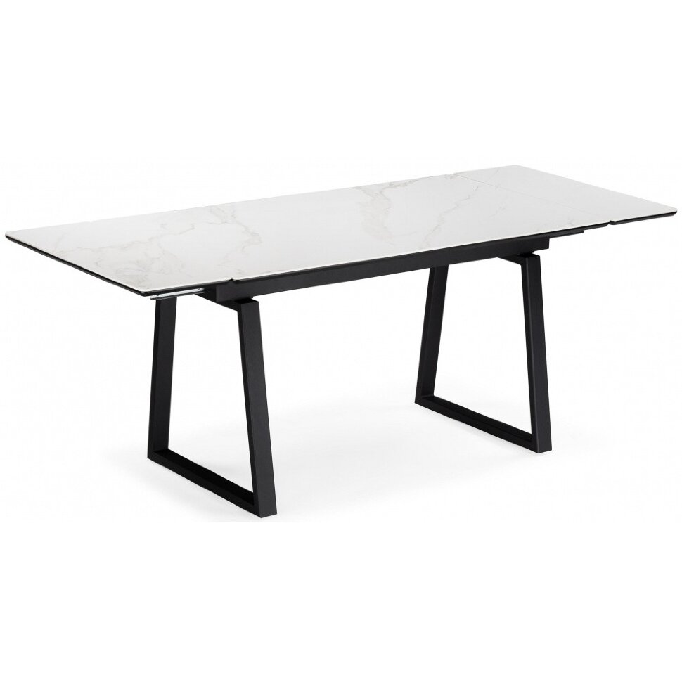Керамический стол Джек 140(200)х80 белый мрамор alpin white / черный 