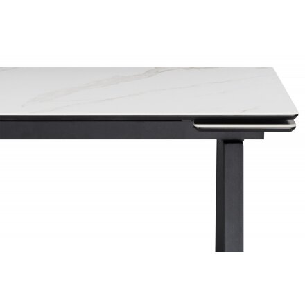 Керамический стол Джек 140(200)х80 белый мрамор alpin white / черный 