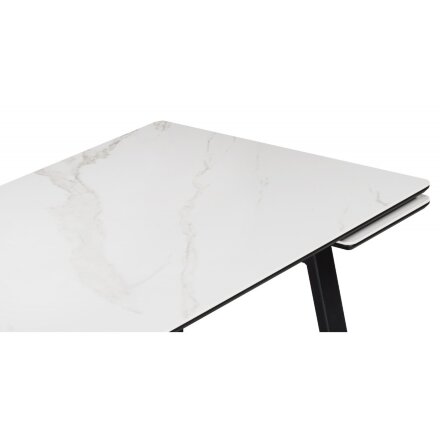 Керамический стол Джек 140(200)х80 белый мрамор alpin white / черный 
